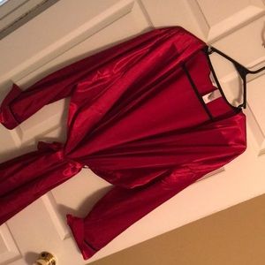 Red satin robe